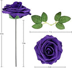 Artificial Flower Foam Rose 25pcs Real Looking Fake Rose with Stems Leaves for Home Decoration Party Garden Centerpieces DIY Wedding Bouquets（Purple） - Image 2