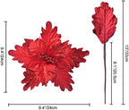 10 PCS Glitter Poinsettias, 9.4" Artificial Christmas Flowers, Red - Image 5