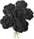 JOONOR 6 Pcs Hand-Woven Roses, Crochet Rose Flower Bouquet, Black by JOONOR