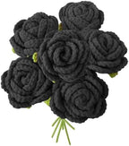 JOONOR 6 Pcs Hand-Woven Roses, Crochet Rose Flower Bouquet, Black by JOONOR