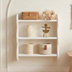 100% Solid Wood Wall Shelf 3-Tier, Vintage Shelves Wall Mounted Storage Rack, Farmhouse Trinket Shelf Home Decor Display Shelves for Apartment, Living Room, Bathroom and Bedroom - Image 2