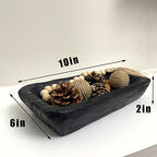 Wooden Dough Bowl Decor, Vintage Wooden Bowl Hand Carved Home Decor for Dining Table Center, Living Room, Kitchen Decor. (10inch black) - Image 2