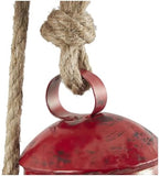 Deco 79 Metal Indoor Outdoor Decorative Cow Bells Tibetan Inspired Cascading Meditation Bell with 4 Bells on Jute Hanging Rope, Cow Bell 3" x 3" x 27", Red - Image 6
