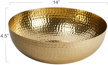 Creative Co-Op Round Hammered Metal Serving and Mixing Bowl, Gold Finish - Image 2