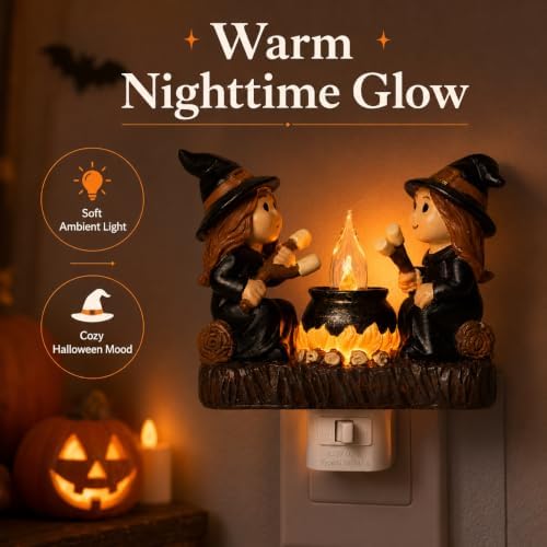 Dlfghos Halloween Witch Campfire Nightlight Witch Flickering Night Light - Image 2
