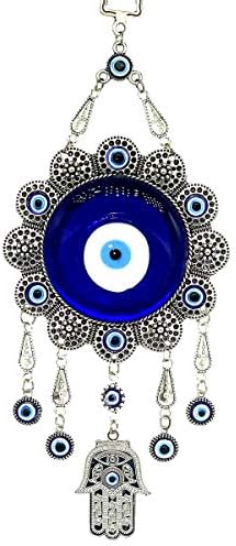 Blue Evil Eye Hamsa Hand Wall Hanging Ornament Decor, Sunflower Design by Betterdecor