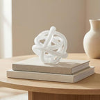 Torre & Tagus Orbit 4.5" Hand Blown White Glass Knot Sculpture, Table Decor - Image 2