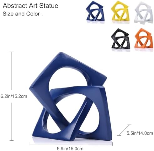 Modern Geometric Sculpture Navy Blue Knot Statue Decor, Home Blue Bookcase Centerpiece jax Decorative, Geometric Tabletop Sculpture and Figurines, For Navy Home Decor Accent, Cube Decorative Ornaments - Image 2