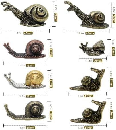 8pcs Brass & Alloy Snail Statue mini Ornaments Retro、Antique Whimsical Cottagecore Decor, Brass Decor for Living Room、Desk and Bookshelf Figurines, Outdoor Garden Landscaping - Image 3