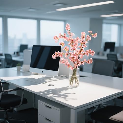 39.3 Inch Pink Cherry Blossom Branches Fake Cherry Blossom Bouquets Long 3pcs Branches Flowers Stems Silk Tall Japanese Fake Flower Arrangements for Home Wedding Party Decoration - Image 6