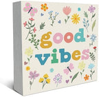 SRADMO Boho Floral Inspirational Wood Box Sign Desk Decor, Motivational Office Decor, Positive Inspirational Theme Wooden Block Box Sign Decoration for Home Office Shelf Table Decorative Accessories by SRADMO