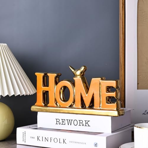 Love Sign Decoration - Orange & Gold Signs for Home Decor, Personalized Love Decor with Gold Bird Sculpture (2 Pcs) - Image 5