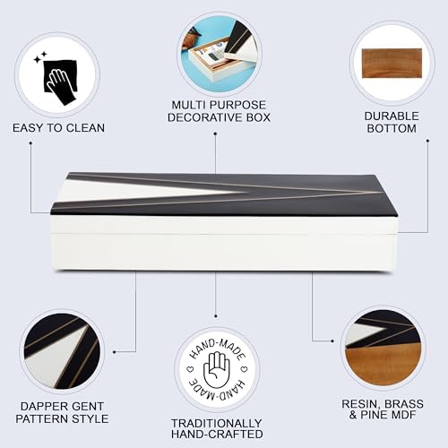 Handicrafts Home Black Large Photo Memory Storage Box with Lid,12x6x2 In - Image 3