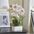 Artificial Real Touch Orchid Flowers with White Ceramic Vase, White - Image 4