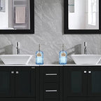 16 oz Diamond Pattern Glass Soap Dispenser, Kitchen and Bathroom Refillable Soap Dispenser with Rust Resistant Stainless Steel Pump for Hand Soap, Lotion Glass Liquid Dispenser(Blue - 2 Pack) - Image 6
