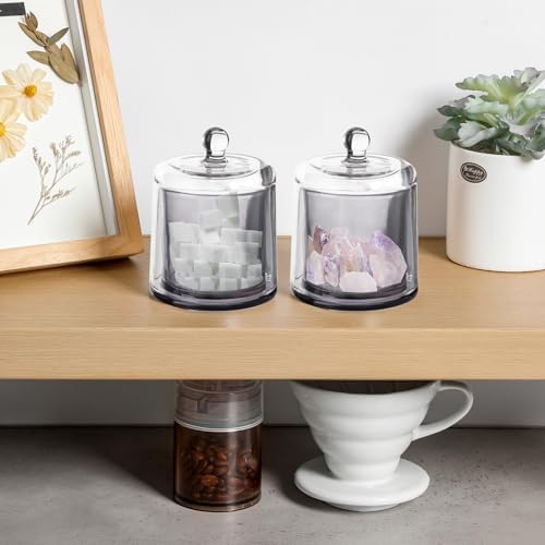 Qtip Holder Apothecary Jars with Lid, 2 Pack Thick Glass, Gray - Image 5