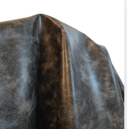 Black Vintage Distressed Soft Faux Leather Fabric PU Peta Approved Vegan - Image 3