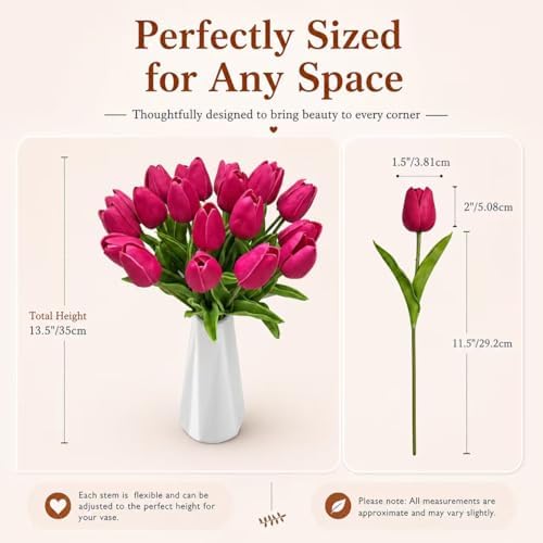 Mandy's 20pcs Artificial Hot Pink Tulips - Image 3