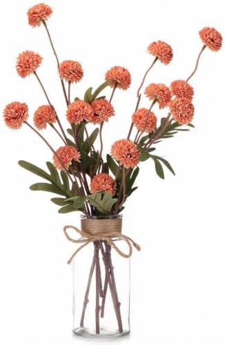 3PCS Mums Artificial Flowers with Vase - Small Silk Fake Flowers Suitable for Vase Bedroom Dining Room Living Rooms Decor Home Table Decor by QUNWREATH