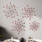 Blulu 4 Pcs Red Wall Decor Bling Crystal Wall Art Cast Iron Rhinestones by Blulu