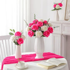 Nubry Artificial Silk Roses, 10pcs Lifelike Hot Pink Fake Rose - Image 3
