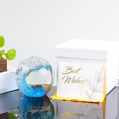 Qianwei Ocean Waves Hand Blown Glass Decor Crystal Ball Sea Figurines Gifts - Image 3