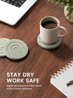 Fluxynara Felt Coasters with Holder, Set of 8 for Drinks, Sage - Arch - Image 4