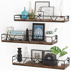 Floating Shelves Set of 3, Wood Wall Shelf, Farmhouse Shelf for Bedroom by Amoot