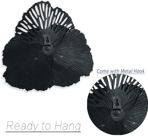Metal Flower Wall Art Decor, 10'' Black Gold Layer Rustic Floral Sclupture - Image 5