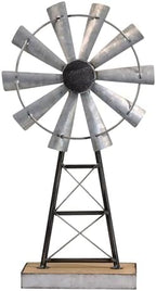 Charming Tall Galvanized Windmill Decor, Metal Windmill Accent for Farmhouse Shelf Decor and Living Room, Adding a Touch of Rustic Farmhouse Decor to Your Home Space by MACVAD