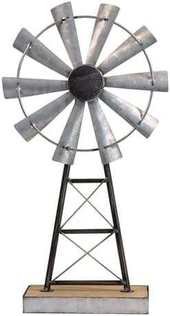 Charming Tall Galvanized Windmill Decor, Metal Windmill Accent for Farmhouse Shelf Decor and Living Room, Adding a Touch of Rustic Farmhouse Decor to Your Home Space by MACVAD