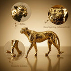 Cheetah Statue Gold Home Decor Walking Leopard Figurines - Image 4