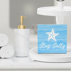 Beach Bathroom Decor Starfish Decor Stay Salty Beach Theme Summer Decorations Wooden Box Sign for Home Office Farmhouse Table Shelf - Image 6