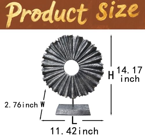 Modern Abstract Round Decorative Sculpture, Dining Living Room Desk Decor,Geometric Home Decor Statues,Shelf Top Decor Aesthetics, Coffee Tables or Office Shelves（Bronze Colored） - Image 5