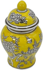 8" Ceramic Ginger Jar w/Lid - Classic Chinese Style Porcelain Jar Tea Storage for Home Decor Decorative Centerpiece Vintage Accent Antique Vase Jingdezhen (Yellow) - Image 6