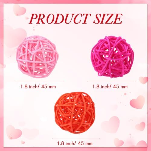 Yaomiao 15 Pieces Vase Filler Rattan Balls Decorative for Craft, Party, Wedding Table Decoration, Aromatherapy Accessories, 1.8 Inch (Pink, Rose Red, Orange) - Image 2
