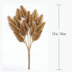 CATTREE Artificial Gold Leaves Plants Plastic Fake Grass Faux Shrubs Simulation Bushes Home Indoor Outdoor Garden Leaf Wedding Festival Decoration Hall Table Planter Filler – Golden Pinecone 2 Pack - Image 5