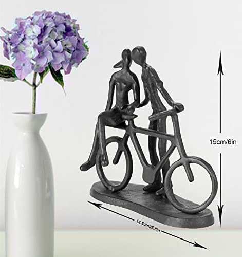 Bike Couple Figurine Statue - Art Metal Sculpture Decor Anniversary - Romantic Gift for Wedding and Anniversary - for Him,Her and Bicycle Lovers, Metal Ornament Couple Statues for Home Decor - Image 6