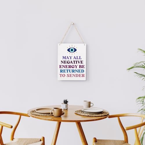 Evil Eye Decor Witchy Gifts for Witchcraft Lover, May All Negative Energy Be Returned to Sender Wall Hanging, Inspirational Wall Art for Home Office Decoration 8x10 Inches - Image 4