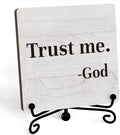 Inspirational Office Desk Decor, Trust Me God Sign, Desk Decorations For Office Home Living Room Classroom, Shelf Decor, Inspirational Christian Gifts, Wooden Plaque With Stand (B02) by JUSITAKEET
