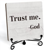 Inspirational Office Desk Decor, Trust Me God Sign, Desk Decorations For Office Home Living Room Classroom, Shelf Decor, Inspirational Christian Gifts, Wooden Plaque With Stand (B02) by JUSITAKEET