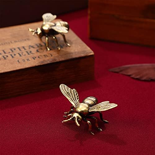 Veemoon 2pcs Gold Bee Figurines Brass Animal Insects Figurines Statue Feng Shui Sculpture Toys Gold Desk Home Indoor Decorative Collectible or Elders - Image 6