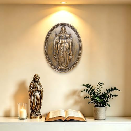 Vintage Jesus Wall Sculpture,Jesus Wall Decor,Sacred Heart of Jesus Decor - Image 5