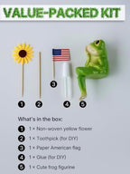 Frog Figurine, Funny Frog Statue with Removable Flower, DIY Customizable Office Home Decor for Living Room Shelf Desk Accessories, Outdoor Yard Garden Decorations, Birthday Gifts for Women - Image 4