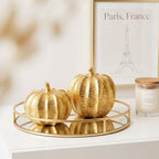 Gold Pumpkins Fall Decor, 2Pcs Modern Decorative Pumpkin Figurines - Image 4