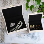 HofferRuffer Faux Leather Jewelry Boxes, Decorative Boxes Storage Accessory Organizer with Gold Hardware Decor, Classic Vegan Leather Set of 2 Pieces (CreamWhite) - Image 4