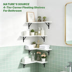 NATURE'S SOURCE Corner Floating Shelves Wall Mounted, White, Set of 4 - Image 3