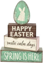 Easter Decorations - Happy Easter Bunny Egg Tiered Tray Decor - Wooden Easter Tabletop Sign - Rustic Farmhouse Spring Home Decor Indoor for Tiered Tray Shelf Mantel Entryway Coffee Table by Unknown