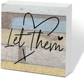 Let Them Wooden Sign, Office Decorations for Work, Let Them Mental Health Rustic Wood Box Signs 5x5 Inch, Desk Shelf Tabletop Decor for Home Cubicle Decor, Office Gifts for Coworkers Women, 14 by scodilo