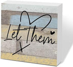 Let Them Wooden Sign, Office Decorations for Work, Let Them Mental Health Rustic Wood Box Signs 5x5 Inch, Desk Shelf Tabletop Decor for Home Cubicle Decor, Office Gifts for Coworkers Women, 14 by scodilo